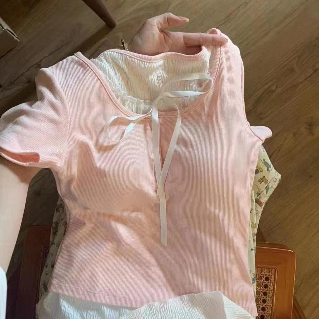 Versatile and Trendy Korean-Style Two-Piece T-Shirt for Women - Short-Sleeve Design
