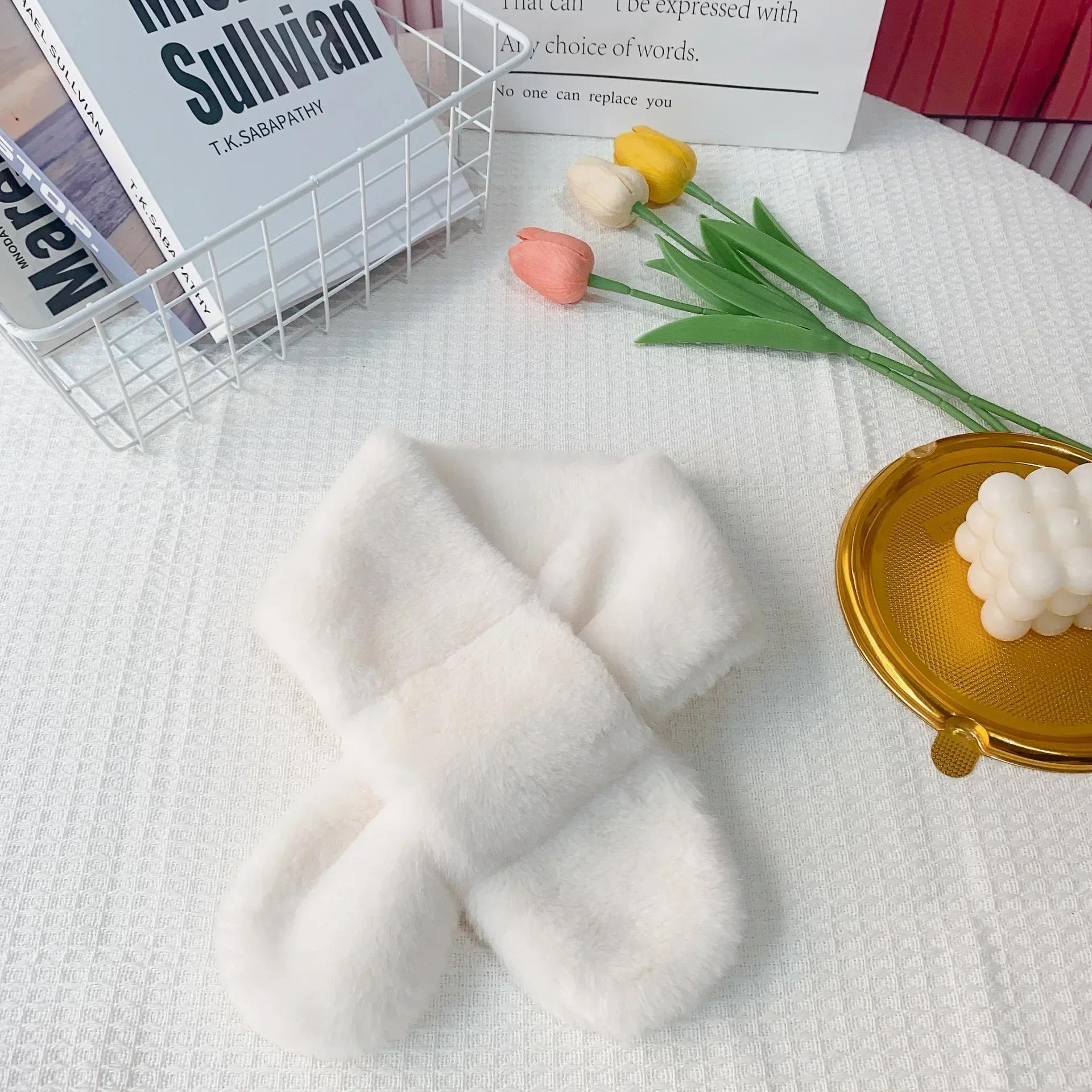 

Теплый пушистый шарф карамельного цвета для малышей, корейский модный однотонный шарф для маленьких детей, теплые шарфы для улицы на осень-зиму