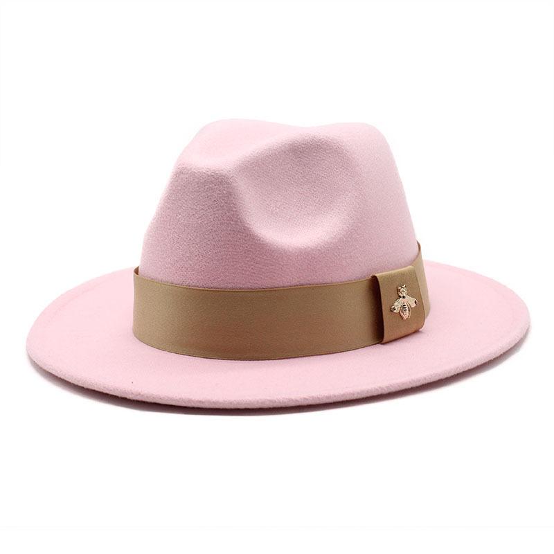 Autumn and Winter Big Eave Hat Fashion Woolen Top Hat Men's and Women's Woolen Panama Jazz Fedora