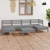 Vidaxl 7-Cz. Garden Lounge Furniture Set, Grey, Pine