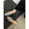 PVC transparent sandals bag head cross rhinestone flat heels 25 spring and summer new rear empty shallow mouth sweet banquet wedding shoes