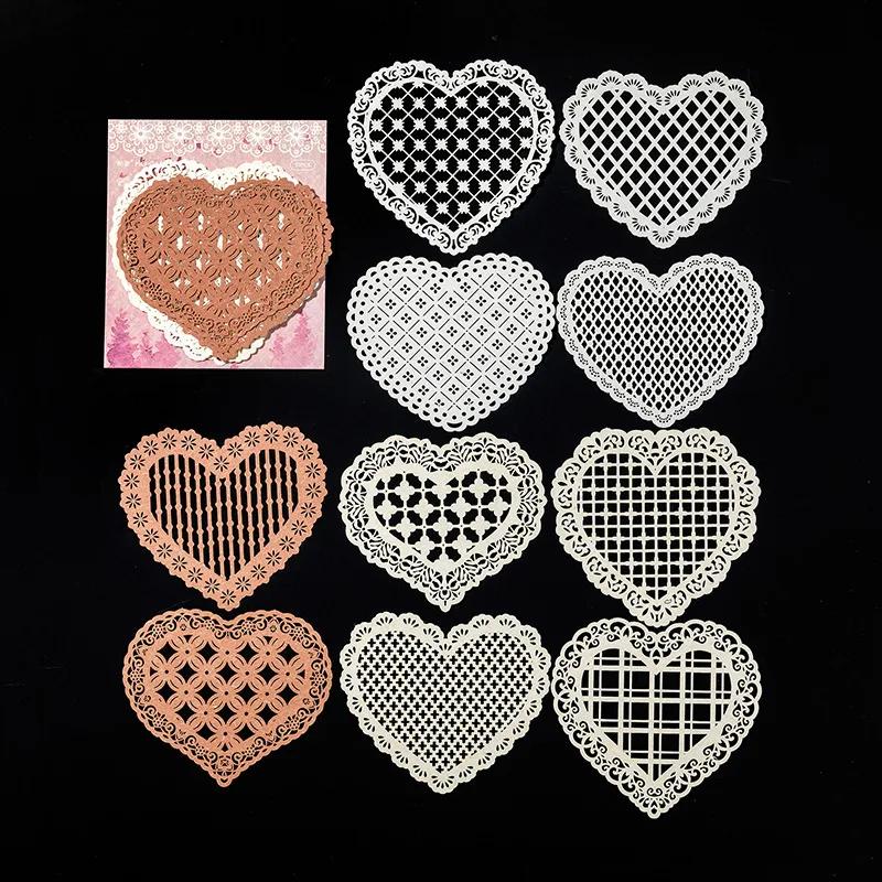 10Pcs/Set Hollow Out Hand Lace Decorative Paper Scrapbooking Handbook DIY Journal Material Collage Aesthetic Craft Supplies