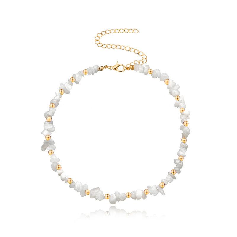 Europe, America, Fashion Trend, Street Photography, Women's Necklace, Transparent White Crystal Irregular Turquoise Necklace.