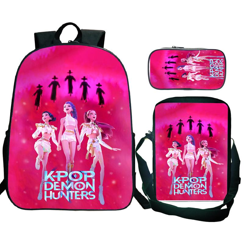 3tlg KPop Dämonenjäger Rucksäcke Huntrix Mädchen Kinder Studenten Schultaschen Zoey Rumi Mira Saja Jungen Kinder Schultaschen Unisex Mochila