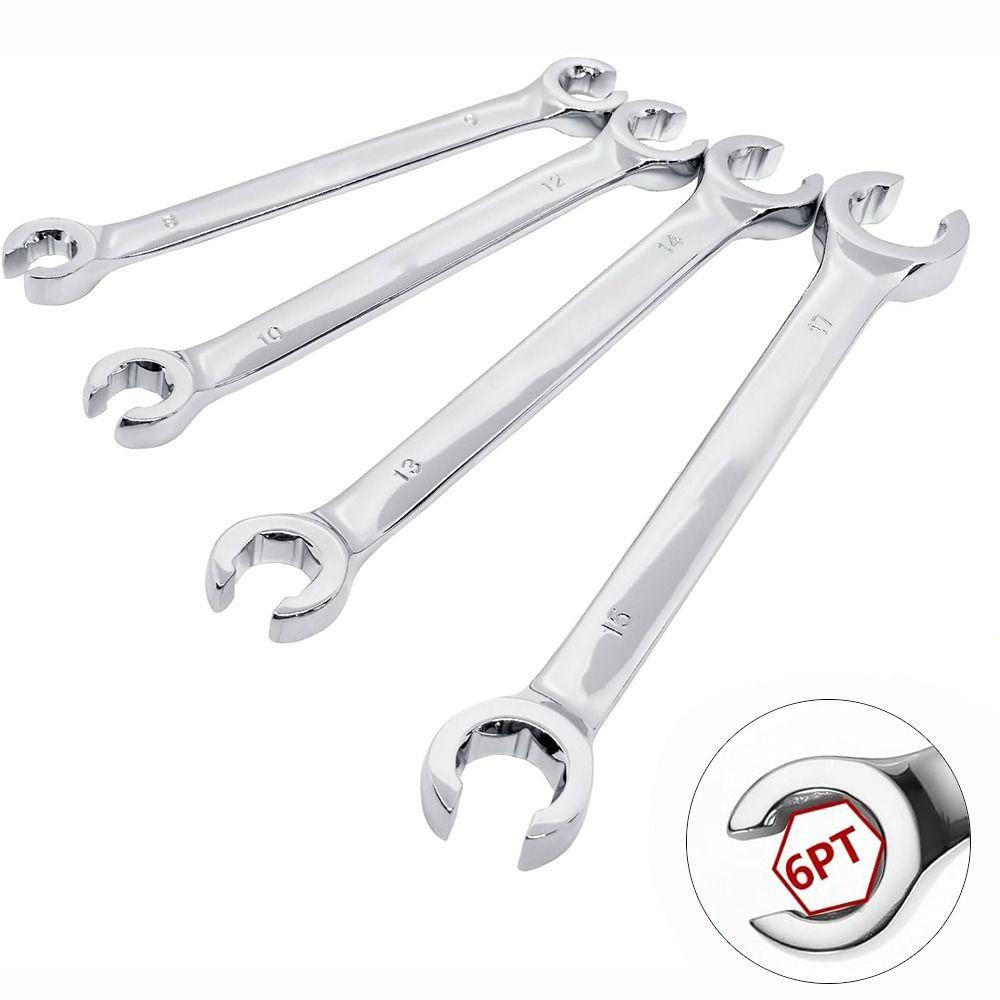 8-19mm Flare Nut Wrench Mirror Finish High Torque Wrench Repair Tool Open Ring Spanner Car Repair