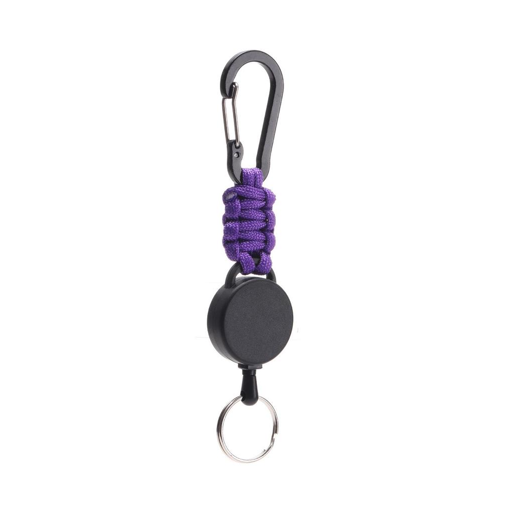 Outdoor Paracord Weaving Retractable Keyring with Easy-Pull Elastic Anti-Lost Steel Wire Buckle