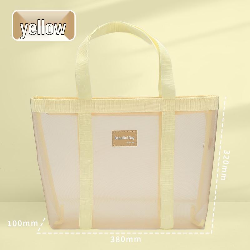 

Сумка-тоут Huajie из нейлоновой сетки большой вместимости - Прозрачная и универсальная сумка для покупок или путешествий жёлтый