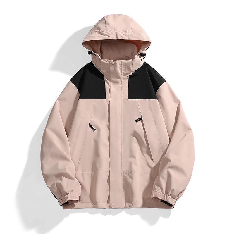Men's Trendy Spring Windbreaker: Color-Block, Casual, Windproof Jacket for Outdoor Activities and Mountaineering