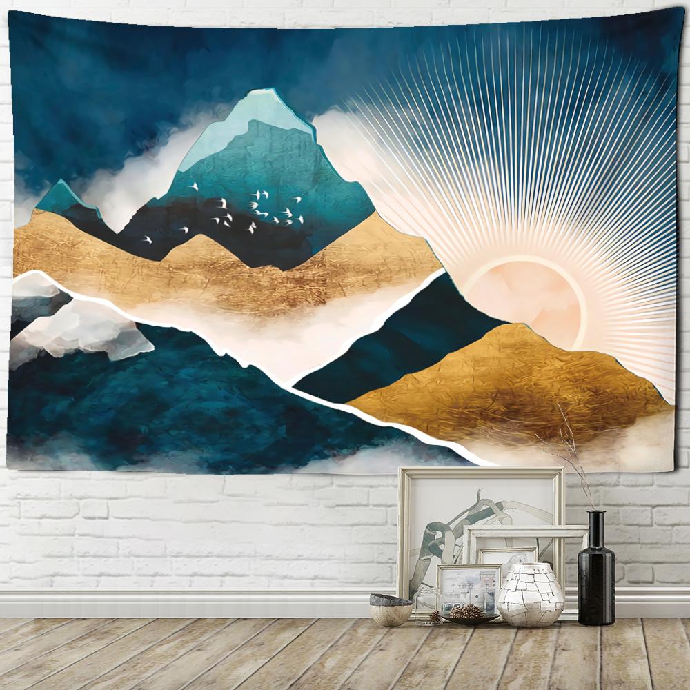 Sunset Impression Oil Painting Tapestry Wall Hanging Boho Style Psychedelic Witchcraft Home Decor Background Cloth