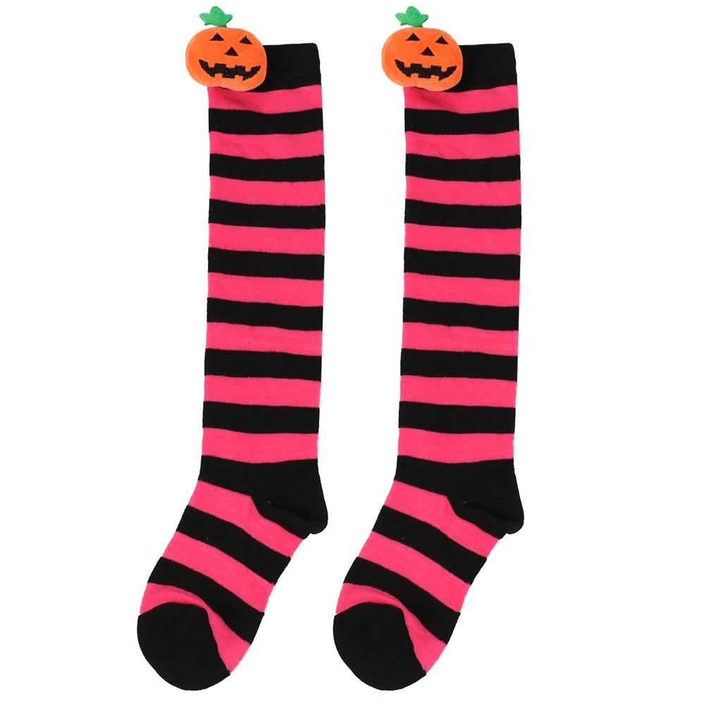 

Cute Cartoon Pumpkin Doll Long Tube Socks For Kids Polyester Fabric Friction-resistant Striped/plaid Pattern Packaged In A Bag