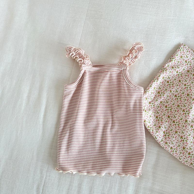 2025 Summer Korean-Style Ribbed Tank Top for Baby Girls - Versatile & Colorful