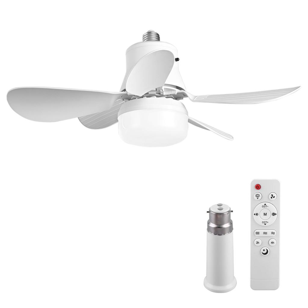 2-in-1 Screw-in Fan Lamp with Remote Control Detachable Fan 3 Speed Adjustable for Bedroom Kitchen Office Home for Living Room