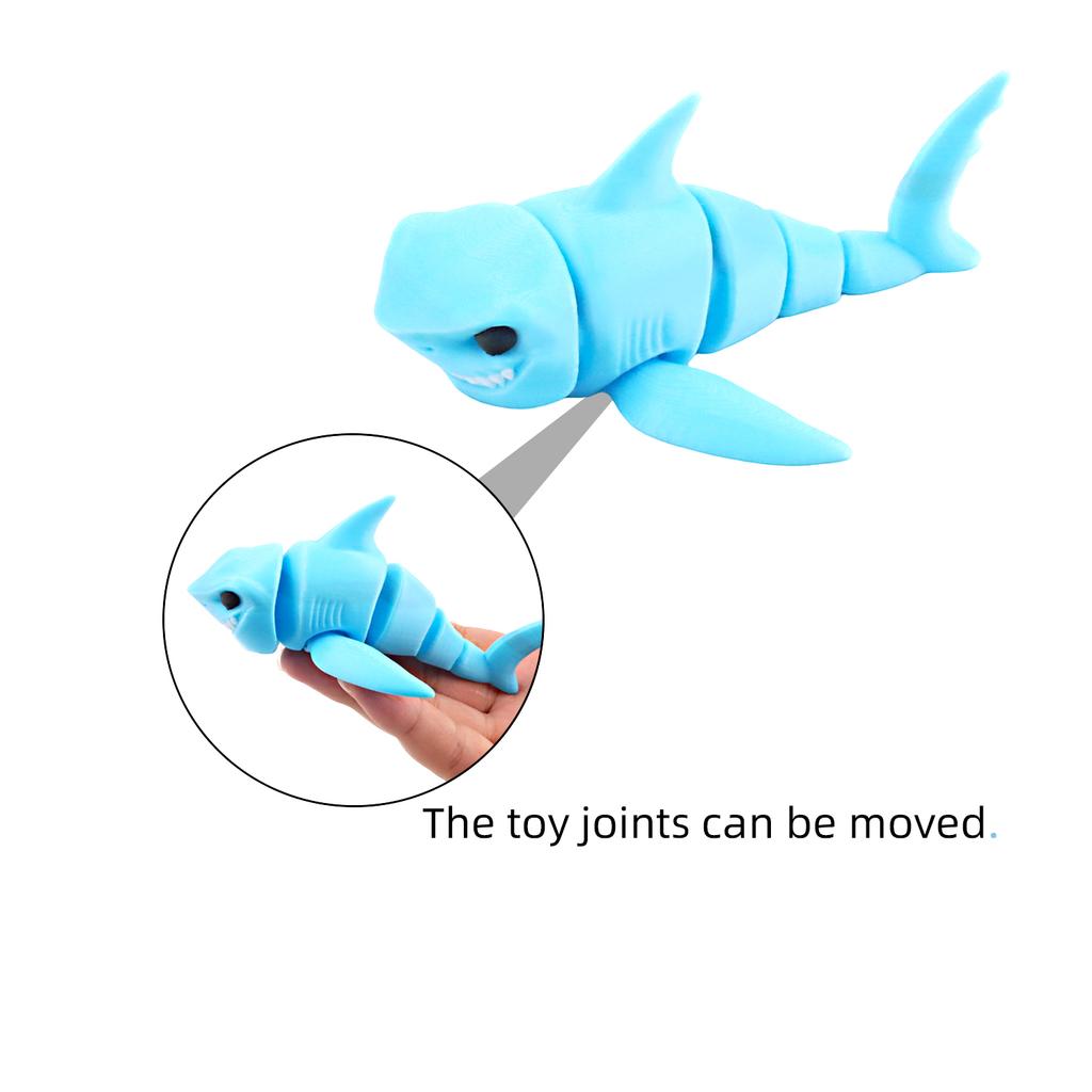 3D Printed Shark With Bad Teeth, Integrated Articulated Joint Movable Toy, Desktop Decorative Gift