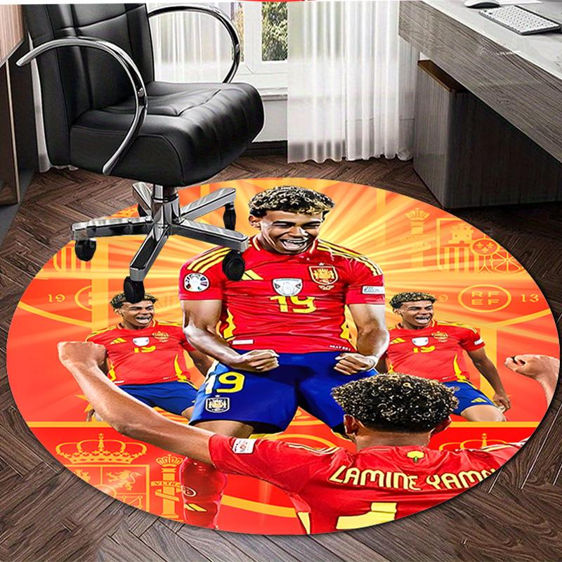 1pc Lamine Yamal Print Round Carpet Chair Round Carpet Suitable for Bedroom Living Room Home Decorative Carpet
