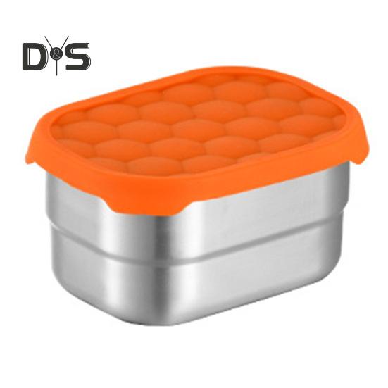 Snackbehälter aus Edelstahl für Kinder, auslaufsicherer Lebensmittelbehälter für Kleinkinder mit Silikondeckel, stapelbare Lunchbox aus Metall für Schule und Kindertagesstätte