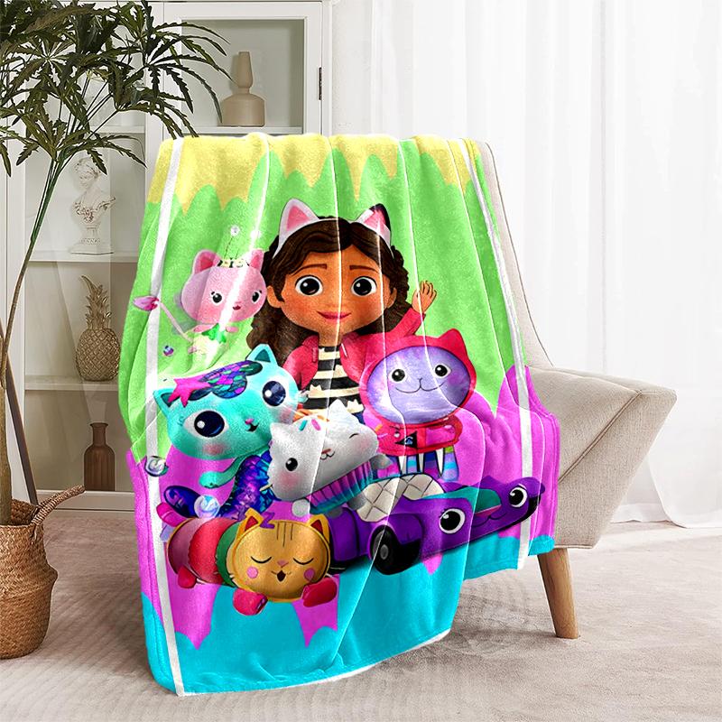 1pc Blanket Gabby's Dollhouse Print Design, Lightweight Blanket for Sofa, Bed- Soft &Warm, Gift for All Seasons like Christmas, Halloween