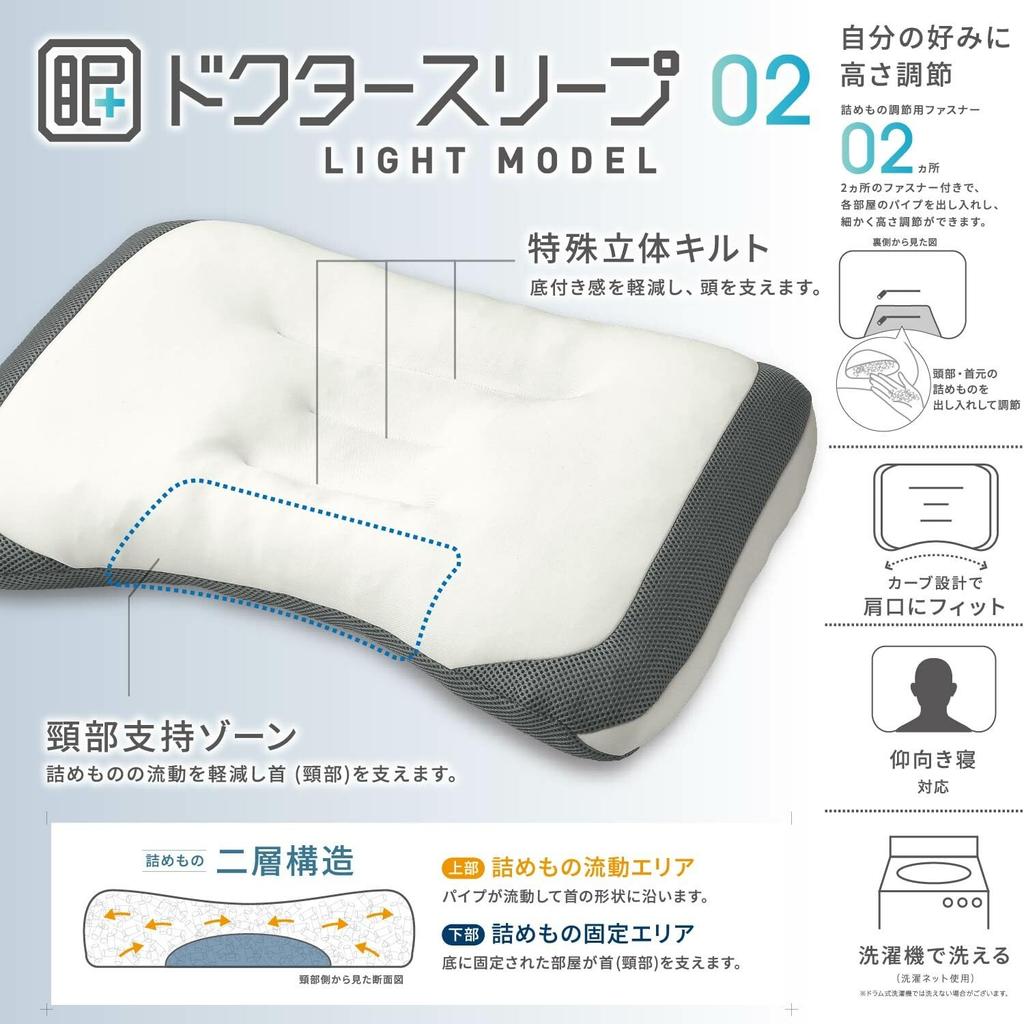 Nishikawa Doctor Sleep Recommended by Orthopedic Height Washable EH94009000 Pillow, Surgeons, Adjustable, (Light Model)