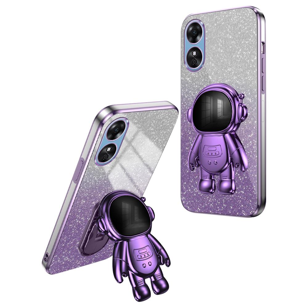 Для Oppo A58 4G Astronaut Kickstand PC+TPU Anti Fall Shell Galplating Phone Case C