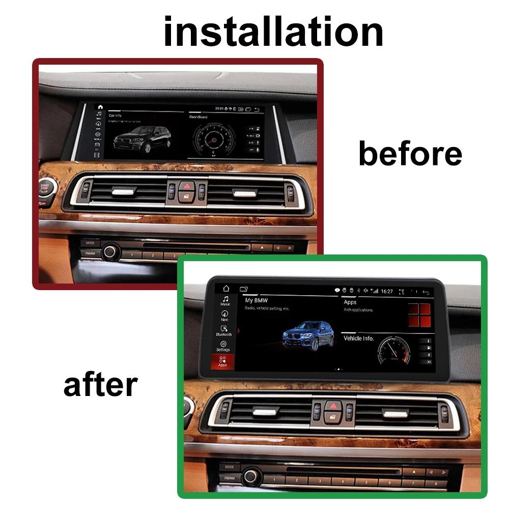 1920*720P Android 14 For BMW 7 Series F01 F02 CIC NBT System Wireless Carplay ID8 12.3 Inch Car Player Multimedia Navigation GPS