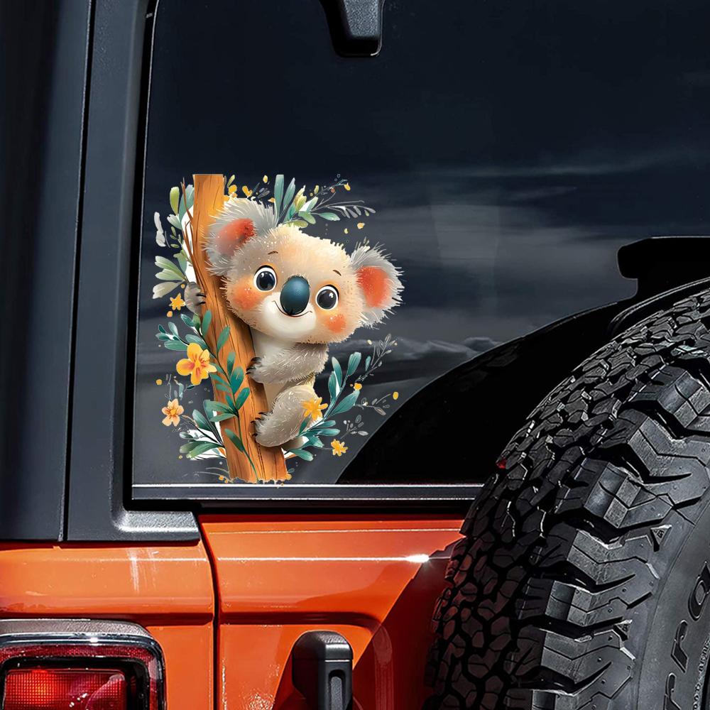 QT2166#15cm Adorable Koala Tree Climbing Car Sticker, Suitable for Laptop, Car, Truck, Van, SUV, Motorcycle, Bumper, Window