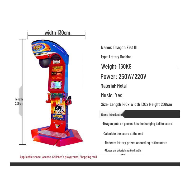 Arcade Dragon Fist Coin-Operated Boxing Machine: Stress Relief & Warm-Up Game