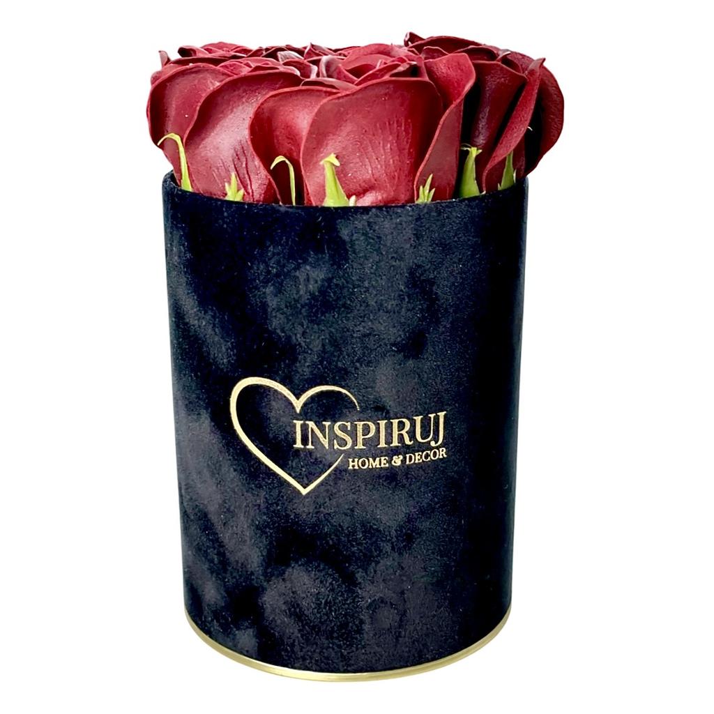 Flowerbox Inspire - Black Box with Soap Roses - No. 20 Burgundy