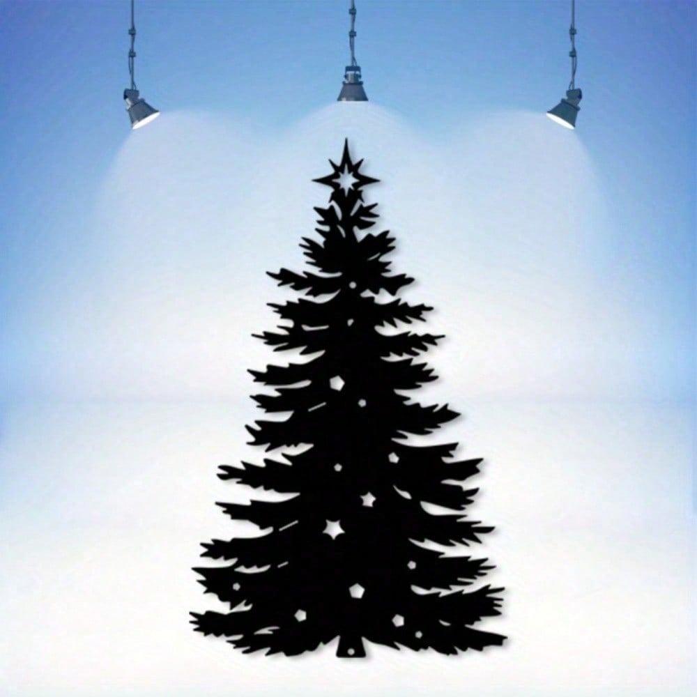 Vintage Metal Christmas Tree Wall Sculpture, Rustic Iron Holiday Art for Indoor Outdoor Living Room Entryway Patio Decor