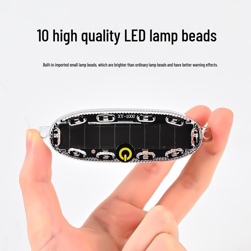 Red & Blue Wireless Solar LED Strobe Light for Car/Motorcycle/Bicycle - Anti-Collision Safety Warning Light