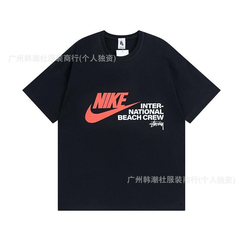 [2] American trendy brand short-sleeved t-shirt black and white collection printed short-sleeved t-shirt casual couple men and women of the same style