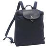 Longchamp Le Pliage Green 26 Unifarbe Druckknopf-Reißverschluss Weiches recyceltes Canvas mit Lederbesatz Rucksack Damenrucksack Marineblau 1699919P68