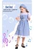 Blue Plaid Halloween Cosplay Costume for Kids with Headscarf & Skirt