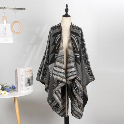Thickened Shawl Simple Niche Outer Shawl Women'S Summer High-End Cape Dark Double-Sided Warm Scarf