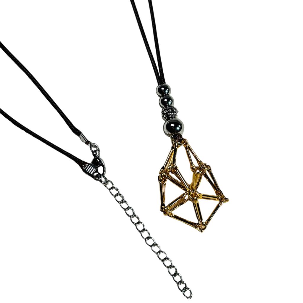 Adjustable Crystal Cage Necklace For Natural Stones Mesh Pendant Clavicle Chain Unisex Jewelry Gift For Men And Women