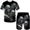 Men Skull 3D Printed Tees/Shorts/Suits Gothic Punk T-Shirt Casual Hip Hop Street Clothing Summer Joggers 2 Piece Sets