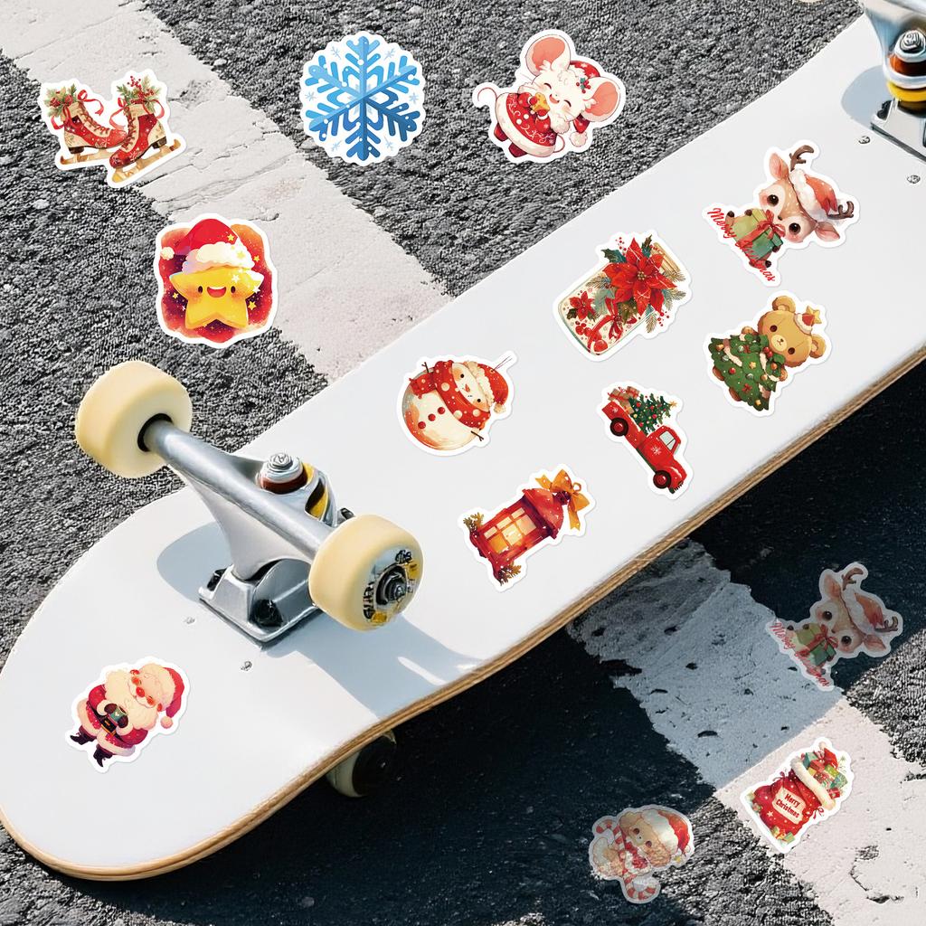 50 Christmas Dreamy Cartoon Doodle Stickers, Claus Stickers, Snowflake Decorations