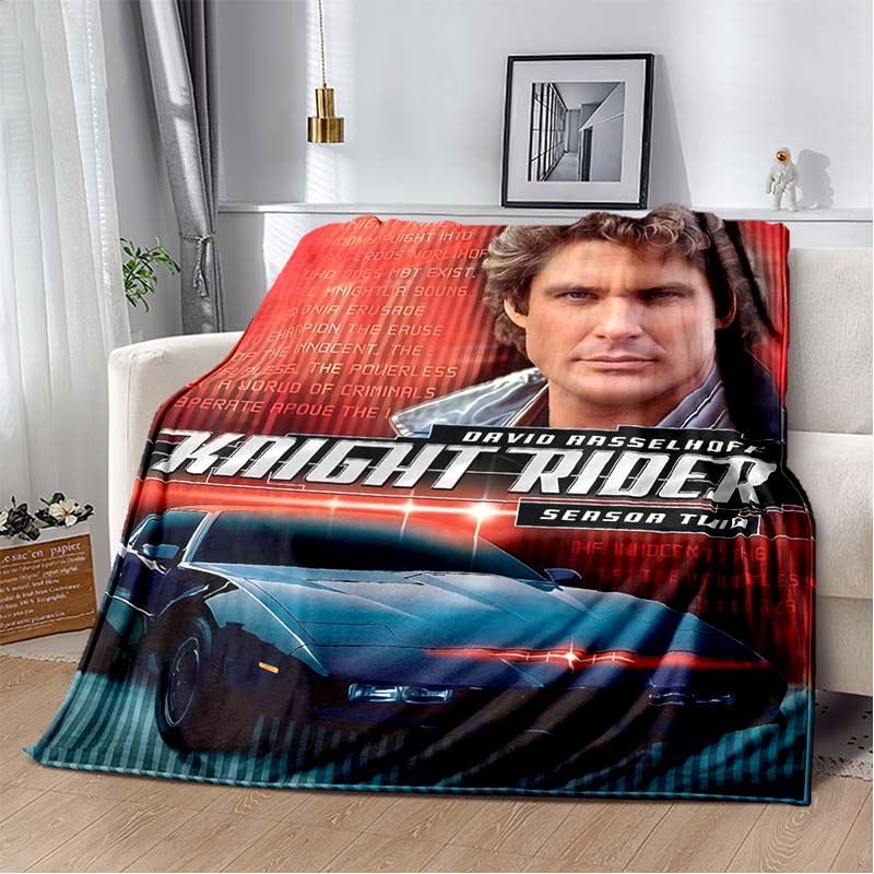 Knight Rider KITT Auto Druck Flanelldecke, Weiche Gemütliche Decke für Bett Sofa, Retro 80er Jahre TV-Serie Heimdeko 80cm x 120cm