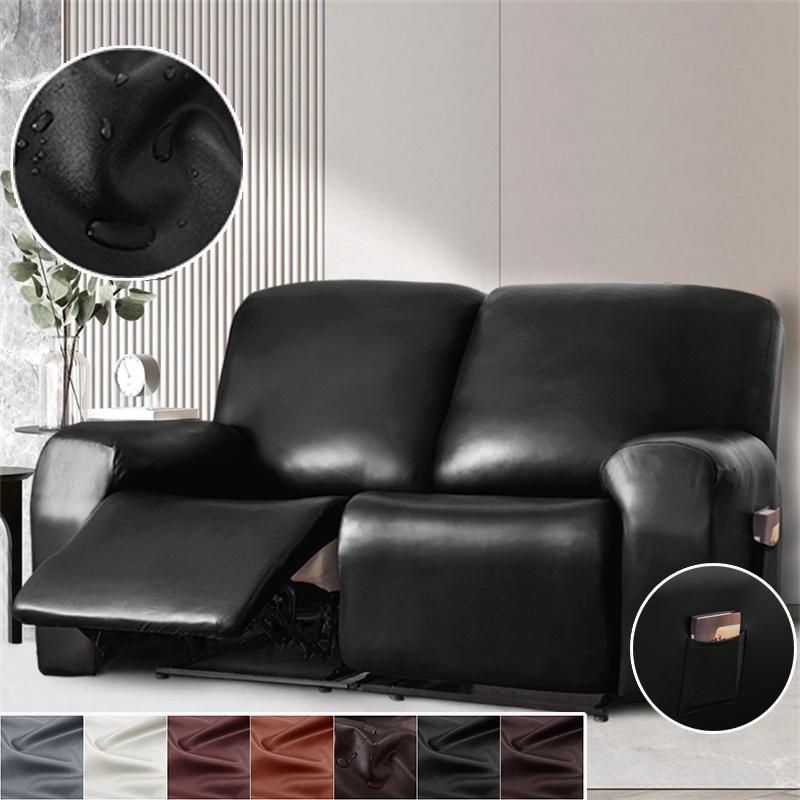 1/2 Seat Waterproof Recliner Armchair Cover Pu Leather Recliner Cover Elastic Relax Single Sofa Slipcovers For Living Room Decor
