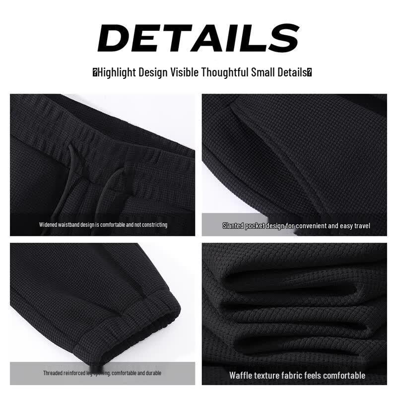 Baleno Men's Fleece-Lined Waffle Knit Tapered Sweatpants