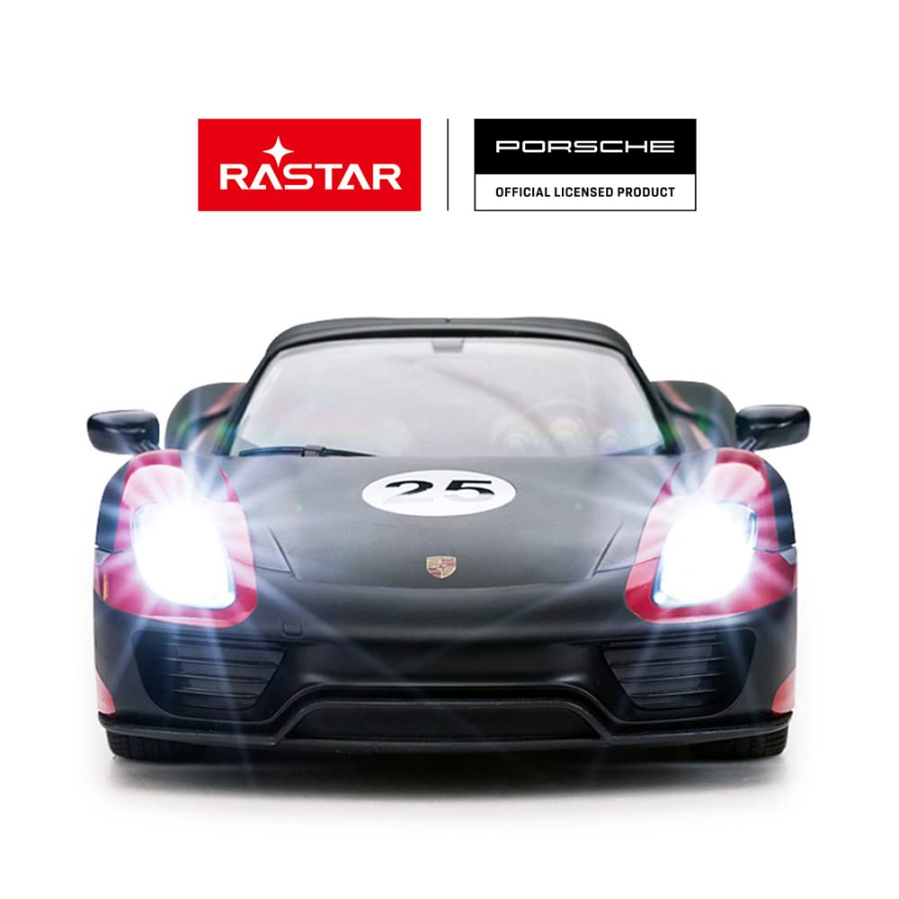Porsche RC model RASTAR scale Porsche 918 Spyder toy car with black car, 1/14 lighting,