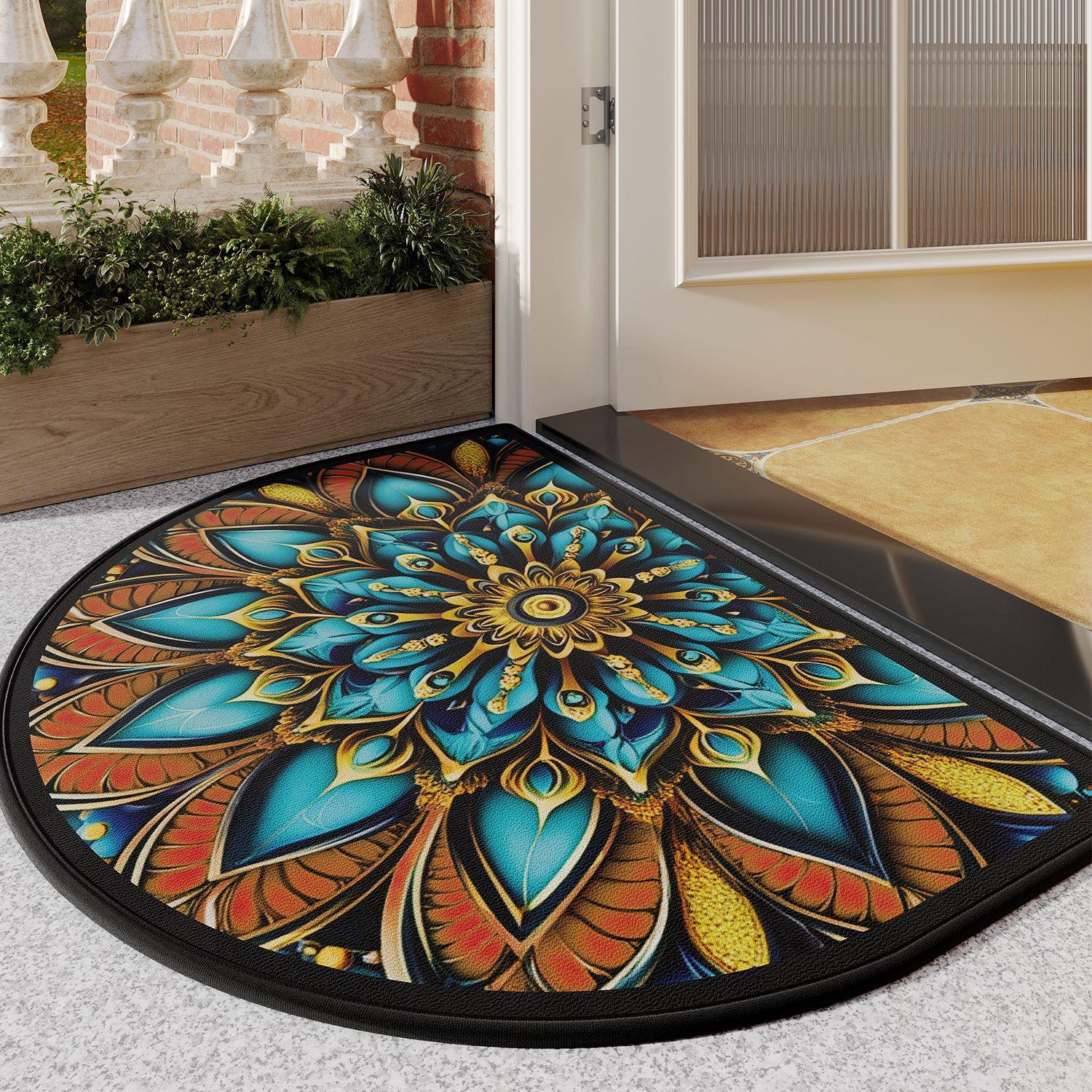 

Ретро полукруглый соскребающий грязь и пыль для удаления для бытовых нескользящих ковриков для коммерческих ворот бамбуковый хлопок бархат антифрикционный резиновый коврик 45x75cm