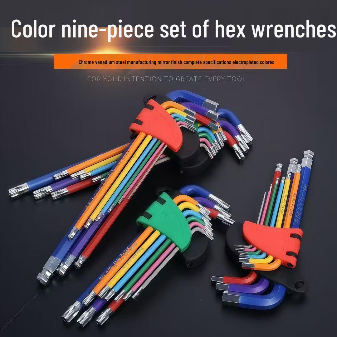 9-Piece Colored Ball Head Hex Wrench and Screwdriver Set