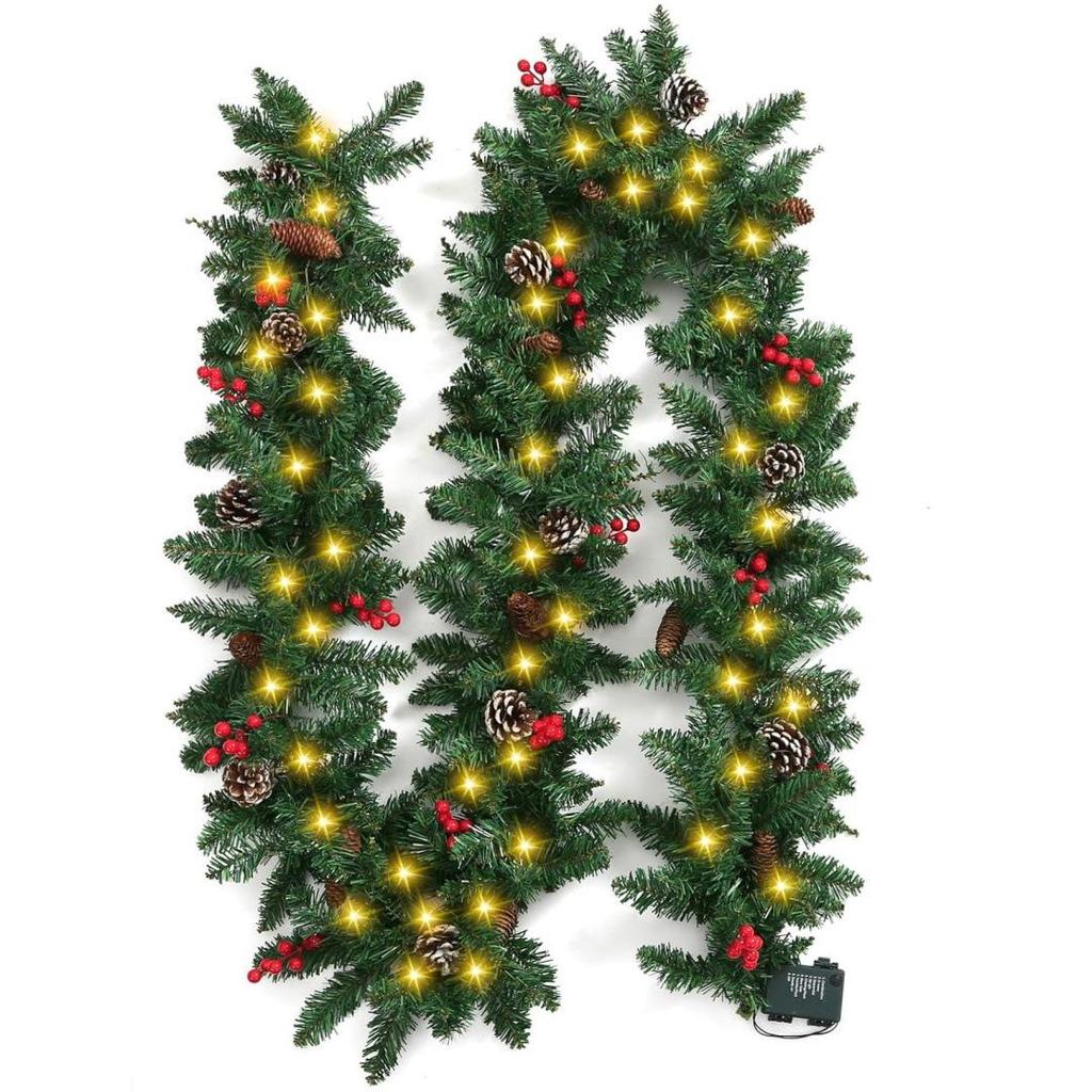 2.7m Dense Red Berry Christmas Vine Door Decoration