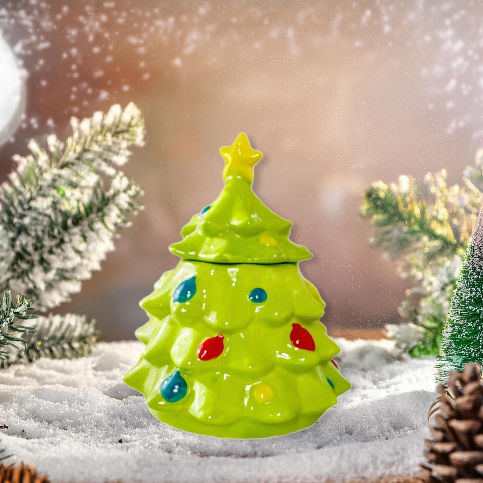 

Банка для конфет с рождественской елкой, крышка для хранения сладостей, украшение, подарок зелёный