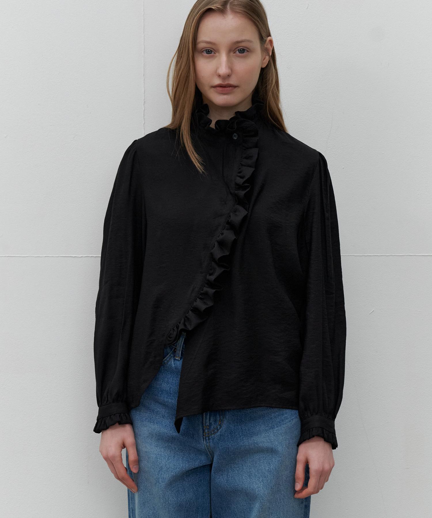 Soire Ruffle Collar Blouse - Black Free