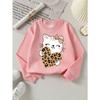 Kids Sweatshirt,Crew Neck Fashion Top, Fun "Cute Cat Leopard Heart" Patterned Sweatshirt,for Everyday Casual Wear, for All Kinds of Daily Outfits