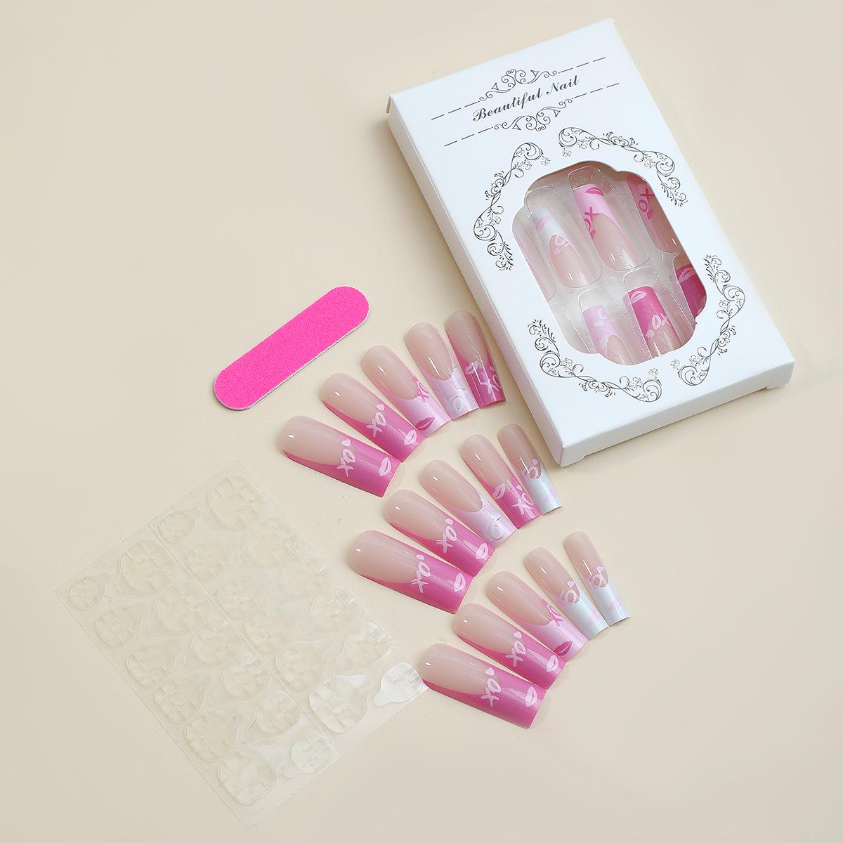 

День святого Валентина Длинные накладные ногти для ношения