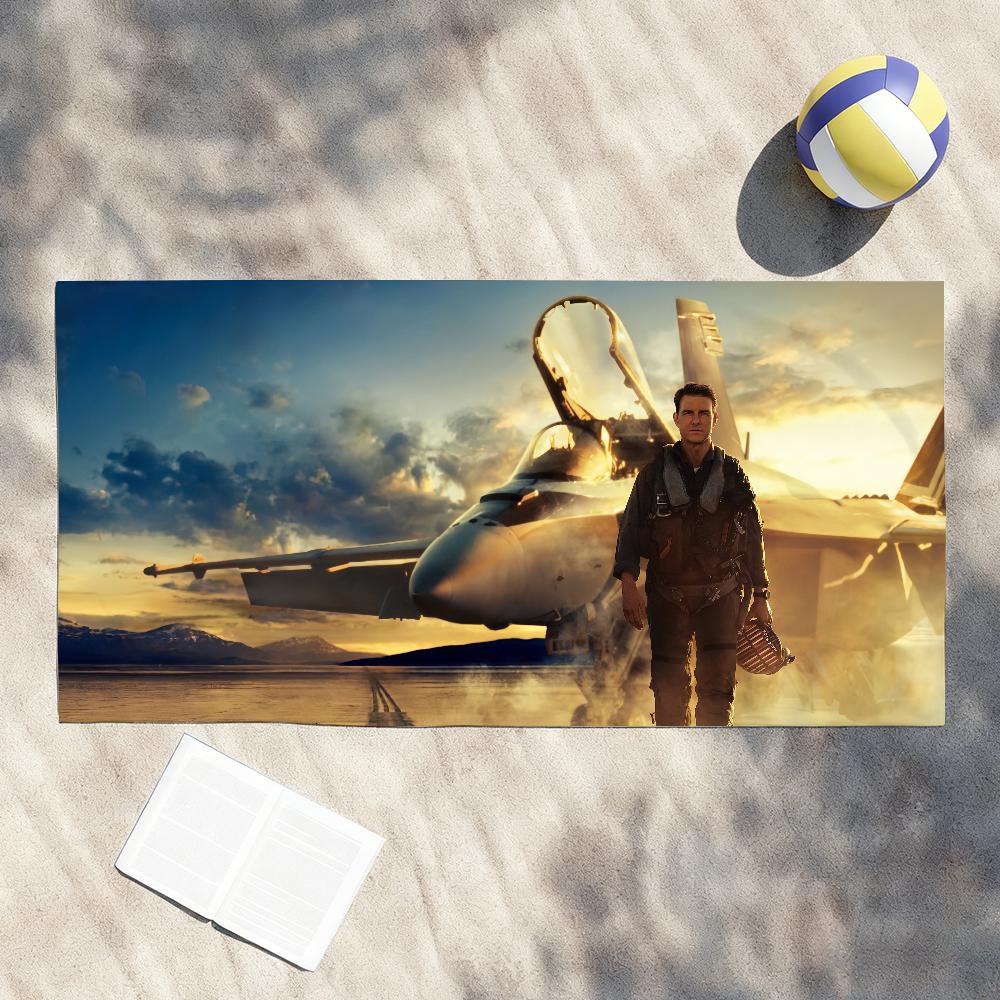 Film T-Top Gun M-Maverick Towel Soft Lightweight Anti-Sand Large Beach Towel Quick-Drying Bath Sports Family