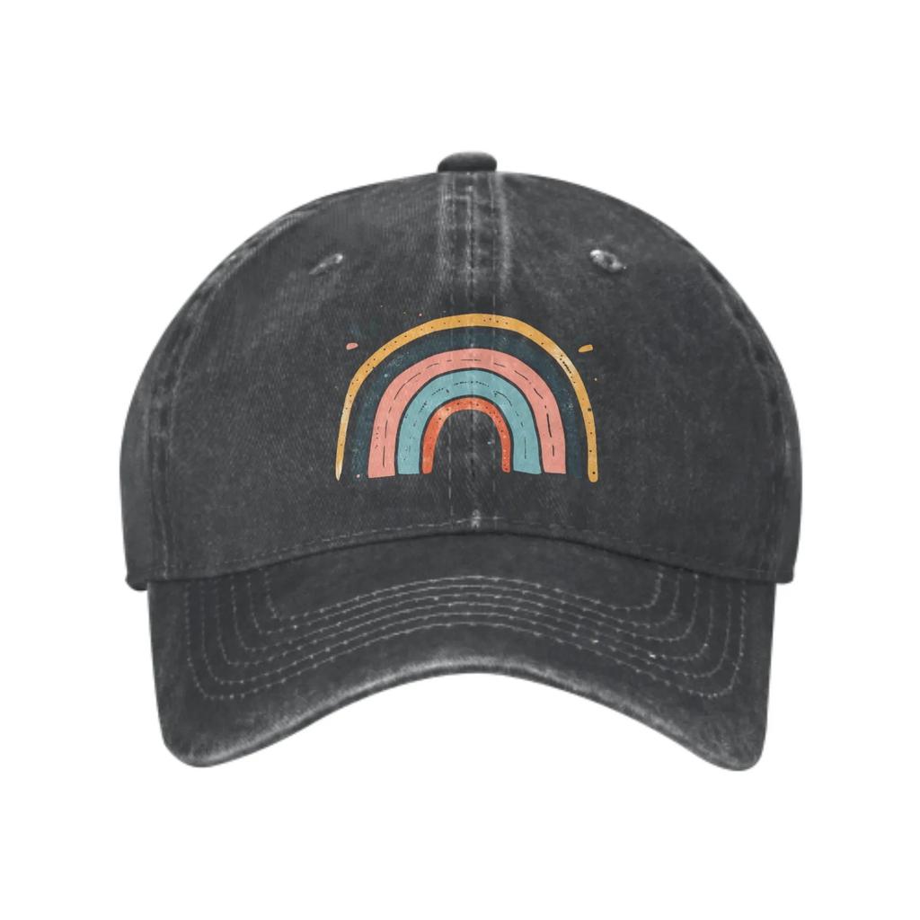 Gorra de camionero de algodón clásica de moda arcoíris colorido acuarela, gorra de vaquero de papá de verano, gorras de baloncesto para ocio al aire libre