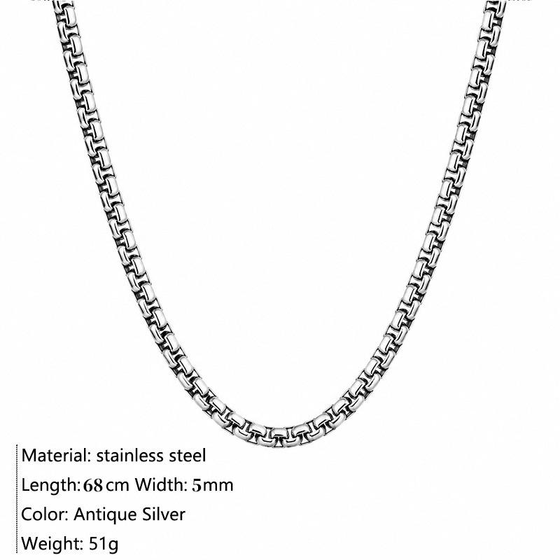 Men's Trendy Titanium Steel Venetian Box Chain Necklace - Stainless Steel Square Bare Chain