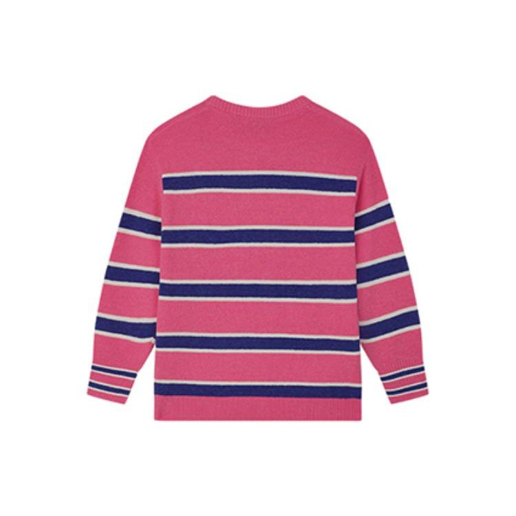 FILA Fleece Striped Round Neck Pullover Sweater Women sweater Pink F11U346401RPK